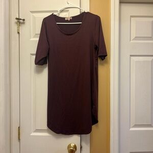 Stella Tweed Short Sleeve dress in burgundy Brown